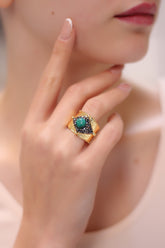 Agate & Hematite Bague